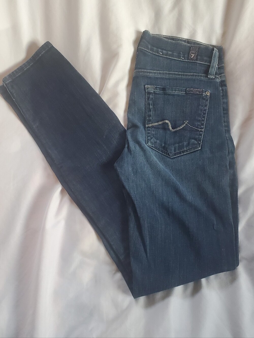 7 For All Mankind Roxanne Straight Leg Stretch Skinny Jeans, Sz 24 (W26/L32)